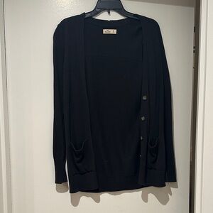Hollister Black Button-Up Cardigan